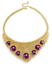 Cover you neckline with layered elegance with this bib necklace from Charter Club. Golden mesh provides a lovely backdrop for round-cut, berry-colored, plastic beads. Crafted in gold tone mixed metal. Approximate length: 16 inches + 3-inch extender. Approximate drop: 5 inches. Cover you neckline with layered elegance with this bib necklace from Charter Club. Golden mesh provides a lovely backdrop for round-cut, berry-colored, plastic beads. Crafted in gold tone mixed metal. Approximate length: 16 inches + 3-inch extender. Approximate drop: 5 inches.
