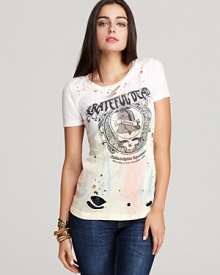 A vintage-inspired Grateful Dead graphic emboldens this rocker-cool CHASER tee. Vibrant tie-dye and tough-chic holes add extra edge. A vintage-inspired Grateful Dead graphic emboldens this rocker-cool CHASER tee. Vibrant tie-dye and tough-chic holes add extra edge.