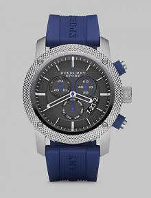 A sport-inspired design made in Switzerland with a stainless steel casing, rubber strap and time-tested quartz precision. Round bezel Quartz movement Three-eye chronograph functionality Water resistant to 10 ATM Date function at 4 o'clock Second hand Stainless steel case: 44mm (1.73) Rubber strap: 24mm (0.94) Made in Switzerland A sport-inspired design made in Switzerland with a stainless steel casing, rubber strap and time-tested quartz precision. Round bezel Quartz movement Three-eye chronograph functionality Water resistant to 10 ATM Date function at 4 o'clock Second hand Stainless steel case: 44mm (1.73) Rubber strap: 24mm (0.94) Made in Switzerland