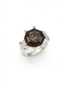 THE LOOKFaceted smoky quartz accentBee detailsSterling silver settingTHE MEASUREMENTDiameter, about .75ORIGINMade in USA THE LOOKFaceted smoky quartz accentBee detailsSterling silver settingTHE MEASUREMENTDiameter, about .75ORIGINMade in USA