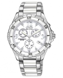 Fresh style with white-hot accents, by Citizen. Powered by Eco-Drive, harnessing natural and artificial light, never needing a battery. Fresh style with white-hot accents, by Citizen. Powered by Eco-Drive, harnessing natural and artificial light, never needing a battery.