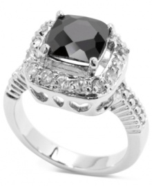 A touch of glass goes a long way in this ring from City by City. Crafted from silver-tone mixed metal, the ring features square pave accents for a truly lustrous statement. Size 7. A touch of glass goes a long way in this ring from City by City. Crafted from silver-tone mixed metal, the ring features square pave accents for a truly lustrous statement. Size 7.