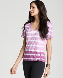 Dip-dyed stripes and a deep ribbed V neckline bring a fashionably fresh element to this tee from So Low. Dip-dyed stripes and a deep ribbed V neckline bring a fashionably fresh element to this tee from So Low.