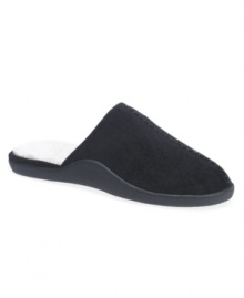 These stylish clog slippers for men with a center vamp stitch look and feel amazing. This pair of men's house shoes from Isotoner also features a soft micro-suede outer, a warm fleece inner, and a sherpasoft-lined footbed. Machine washable. Imported. (Clearance) These stylish clog slippers for men with a center vamp stitch look and feel amazing. This pair of men's house shoes from Isotoner also features a soft micro-suede outer, a warm fleece inner, and a sherpasoft-lined footbed. Machine washable. Imported. (Clearance)