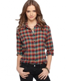 Don this trusty plaid shirt with your favorite jeans for a cool and classic look that you can depend on! Don this trusty plaid shirt with your favorite jeans for a cool and classic look that you can depend on!