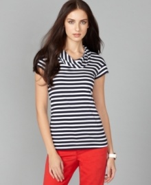 Chic to a T - get the look in this classic tee from Tommy Hilfiger. Pair it with on-trend colored jeans for a look that's so right now! (Clearance) Chic to a T - get the look in this classic tee from Tommy Hilfiger. Pair it with on-trend colored jeans for a look that's so right now! (Clearance)