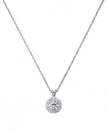 Glam it up with luxe accessories by CRISLU. This stunning, yet subtle, drop pendant features a round-cut cubic zirconia surrounded by a ring of smaller round-cut cubic zirconias (1-1/2 ct. t.w.) for maximum shine. Set in platinum-plated sterling silver. Glam it up with luxe accessories by CRISLU. This stunning, yet subtle, drop pendant features a round-cut cubic zirconia surrounded by a ring of smaller round-cut cubic zirconias (1-1/2 ct. t.w.) for maximum shine. Set in platinum-plated sterling silver.