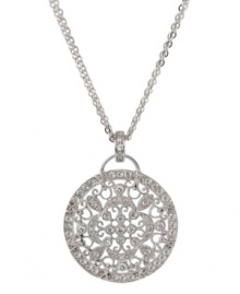 Filled with intricate beauty, this glittering CRISLU pendant features round-cut cubic zirconia (1-2/5 ct. t.w.) set in sterling silver. Approximate length: 16 inches + 2-inch extender. Approximate drop: 1 inch. Filled with intricate beauty, this glittering CRISLU pendant features round-cut cubic zirconia (1-2/5 ct. t.w.) set in sterling silver. Approximate length: 16 inches + 2-inch extender. Approximate drop: 1 inch.