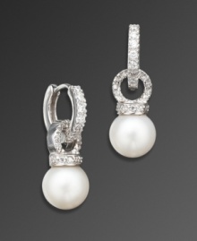 Evening elegance meets office chic. These versatile earrings by CRISLU highlight a polished freshwater pearl drop (8 mm) in a platinum over sterling silver hoop setting decorated with dozens of round-cut cubic zirconias (1 ct. t.w.). Approximate drop: 1 inch. Evening elegance meets office chic. These versatile earrings by CRISLU highlight a polished freshwater pearl drop (8 mm) in a platinum over sterling silver hoop setting decorated with dozens of round-cut cubic zirconias (1 ct. t.w.). Approximate drop: 1 inch.