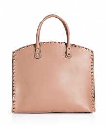 Iconic and exquisite with its pristine noisette calfskin, Valentinos rockstud trimmed tote counts as a luxe must for sophisticated looks - Rockstud trim, two-way top zip, embossed logo, inside zippered back wall pocket, two front wall slot pockets - The perfectly luxe polish to sleek tailored looks Iconic and exquisite with its pristine noisette calfskin, Valentinos rockstud trimmed tote counts as a luxe must for sophisticated looks - Rockstud trim, two-way top zip, embossed logo, inside zippered back wall pocket, two front wall slot pockets - The perfectly luxe polish to sleek tailored looks