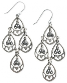 Shimmering chandelier earrings from Lucky Brand add luster to the evening. Crafted from silver-tone mixed metal and adorned with sparkling glass stones, this pair makes a glamorous statement. Approximate drop: 3 inches. Shimmering chandelier earrings from Lucky Brand add luster to the evening. Crafted from silver-tone mixed metal and adorned with sparkling glass stones, this pair makes a glamorous statement. Approximate drop: 3 inches.
