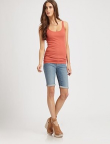 Cotton-blend scoopneck has an enticing scoopback and lengthy silhouette that hits below the hips. ScoopneckSleevelessScoopback50% pima cotton/50% modalMachine washImportedModel shown is 5'11 (180cm) wearing US size Small. Cotton-blend scoopneck has an enticing scoopback and lengthy silhouette that hits below the hips. ScoopneckSleevelessScoopback50% pima cotton/50% modalMachine washImportedModel shown is 5'11 (180cm) wearing US size Small.
