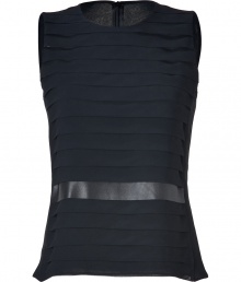 With its modern-minimalist styling and exquisitely luxe lambskin stripe, Akris silk top guarantees a flawless polish to you elegant evening look - Rounded neckline, sleeveless, back zip, front slits - Softly tailored fit - Pair with slim trousers and a finish of sparkly jewelry With its modern-minimalist styling and exquisitely luxe lambskin stripe, Akris silk top guarantees a flawless polish to you elegant evening look - Rounded neckline, sleeveless, back zip, front slits - Softly tailored fit - Pair with slim trousers and a finish of sparkly jewelry