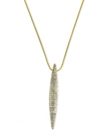 A sharp look from Vince Camuto. This linear pendant is crafted from gold-tone mixed metal with crystal pave accents providing a sparkling touch. Approximate length: 28 inches. Approximate drop: 3 inches. A sharp look from Vince Camuto. This linear pendant is crafted from gold-tone mixed metal with crystal pave accents providing a sparkling touch. Approximate length: 28 inches. Approximate drop: 3 inches.