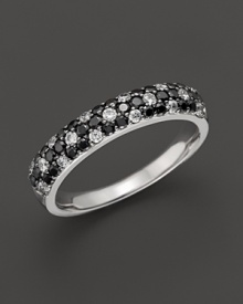 Black and white diamonds set in 14K. white gold. Black and white diamonds set in 14K. white gold.