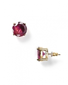A classic look from kate spade new york -- handcrafted, faceted stone earrings in a 12 Kt. gold plated princess setting. A classic look from kate spade new york -- handcrafted, faceted stone earrings in a 12 Kt. gold plated princess setting.