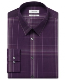 Put a modern spin on office attire with this slim-fit multi-stripe shirt from Calvin Klein. Put a modern spin on office attire with this slim-fit multi-stripe shirt from Calvin Klein.