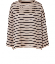 Two of the seasons hottest trendsboxy silhouettes and nautical stripescome together for undeniably chic effect with Steffen Schrauts nude and black silk top - Easy, roomy cut, with longer hems at sides - Wide, round neck and long sleeves - Small hidden pocket at chest - Pair with leather pants, skinny denim or cigarette trousers and style with platform pumps, ankle booties or ballet flats Two of the seasons hottest trendsboxy silhouettes and nautical stripescome together for undeniably chic effect with Steffen Schrauts nude and black silk top - Easy, roomy cut, with longer hems at sides - Wide, round neck and long sleeves - Small hidden pocket at chest - Pair with leather pants, skinny denim or cigarette trousers and style with platform pumps, ankle booties or ballet flats