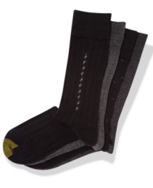 A classic sock for your classic business look from Gold Toe comes in a four-pack for convenience. A classic sock for your classic business look from Gold Toe comes in a four-pack for convenience.