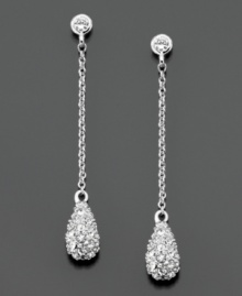 These beautiful, crystalline earrings are crafted with an elegant teardrop shape and a dramatic drop for ultimate glamor. In mixed metal with rhodium plating, by Eliot Danori. Drop measures approximately 2-1/2 inches. These beautiful, crystalline earrings are crafted with an elegant teardrop shape and a dramatic drop for ultimate glamor. In mixed metal with rhodium plating, by Eliot Danori. Drop measures approximately 2-1/2 inches.