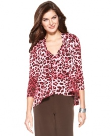 Show your wild side in this head-turning cardigan from Ellen Tracy, featuring of-the-moment animal print. Make twice the statement when you pair it with the matching cami! Show your wild side in this head-turning cardigan from Ellen Tracy, featuring of-the-moment animal print. Make twice the statement when you pair it with the matching cami!