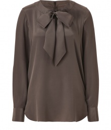 A ladylike bow adds instant chic appeal to this silk top from Steffen Schraut - Round neck with bow, long sleeves with button cuffs, slim fit, concealed back zip closure - Pair with skinny jeans, slim trousers, or a pencil skirt A ladylike bow adds instant chic appeal to this silk top from Steffen Schraut - Round neck with bow, long sleeves with button cuffs, slim fit, concealed back zip closure - Pair with skinny jeans, slim trousers, or a pencil skirt