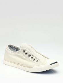 A chic, classic slip-on design of trusty canvas and rubber.Rubber toe cap Padded insole Rubber sole Imported