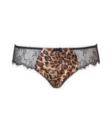 Get the sultry glamorous look of a vintage 1950s pin up girl in Von Follies by Dita Von Teeses wild animal print satin and mesh briefs - Slinky lightweight wild animal print satin front panel, sheer lace sides, animal print mesh back - Full coverage - Wear with the matching chemise for a seriously seductive look Get the sultry glamorous look of a vintage 1950s pin up girl in Von Follies by Dita Von Teeses wild animal print satin and mesh briefs - Slinky lightweight wild animal print satin front panel, sheer lace sides, animal print mesh back - Full coverage - Wear with the matching chemise for a seriously seductive look