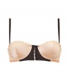 Half-corset and half-bra, this luxe piece from Kiki de Montparnasse adds sizzle to any ensemble - Underwire, slightly padded cups, front hook and eye closure, adjustable wide-set straps - Perfect under a low-cut blouse or paired with matching panties for stylish lounging