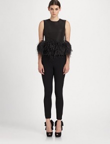 Supple silk, tailored in a form-fitting shell silhouette and generously trimmed with luxe ostrich feathers.Jewel necklineSleevelessBust dartsOstrich feather trimConcealed back zipSilkDry cleanMade in Italy of imported fabricModel shown is 5'8½ (174cm) wearing US size 4. Supple silk, tailored in a form-fitting shell silhouette and generously trimmed with luxe ostrich feathers.Jewel necklineSleevelessBust dartsOstrich feather trimConcealed back zipSilkDry cleanMade in Italy of imported fabricModel shown is 5'8½ (174cm) wearing US size 4.