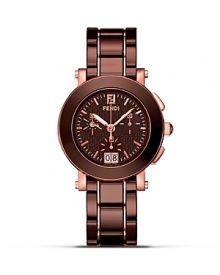 Fendi Round Ceramic Chrono Stainless Steel Watch, 38mm Fendi Round Ceramic Chrono Stainless Steel Watch, 38mm