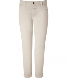 Better than your average basic, these modernized chinos bring a fashion-conscious flair to your day look - Zip fly and button closure, front slit pockets, back welt pockets, slim fit, rolled hem- Pair with a cashmere pullover, a tweed blazer, and embellished ballet flats Better than your average basic, these modernized chinos bring a fashion-conscious flair to your day look - Zip fly and button closure, front slit pockets, back welt pockets, slim fit, rolled hem- Pair with a cashmere pullover, a tweed blazer, and embellished ballet flats