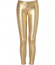 Channel your inner rock goddess in these curve-hugging gold leather pants from Faith Connexion - Seam-detailed waistband, side details, and back, cropped fit, slim silhouette - Pair with an asymmetrical hem blouse, sky-high platforms, and a statement satchel Channel your inner rock goddess in these curve-hugging gold leather pants from Faith Connexion - Seam-detailed waistband, side details, and back, cropped fit, slim silhouette - Pair with an asymmetrical hem blouse, sky-high platforms, and a statement satchel