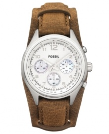 Rustic with natural leather, this vintage-inspired chronograph timepiece from Fossil marks the Flight collection. Rustic with natural leather, this vintage-inspired chronograph timepiece from Fossil marks the Flight collection.
