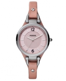 A darling leather timepiece with a touch of ladylike color, by Fossil. A darling leather timepiece with a touch of ladylike color, by Fossil.