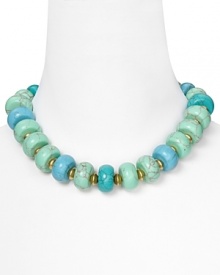 Take your jewel box on vacation with Lauren by Ralph Lauren's chunky beaded collar. With a resort-vibe this turquoise strand adds low-key chic to your beachy best. Take your jewel box on vacation with Lauren by Ralph Lauren's chunky beaded collar. With a resort-vibe this turquoise strand adds low-key chic to your beachy best.