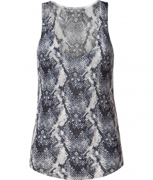 Luxurious tank top made ..from fine cashmere - Fashionable snake print in pearl gray and midnight blue - The cut is narrow waisted, with feminine, soft V-neck and moderately wide straps - Rounded seam edges - Stunning with leather leggings, skinny jeans, shorts or pencil skirt Luxurious tank top made ..from fine cashmere - Fashionable snake print in pearl gray and midnight blue - The cut is narrow waisted, with feminine, soft V-neck and moderately wide straps - Rounded seam edges - Stunning with leather leggings, skinny jeans, shorts or pencil skirt