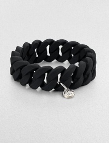 The shape is that of a chunky linked chain but the material is molded silicone in this soft, cushiony bracelet that's bright and whimsical.SiliconeRhodium-finished signature charmDiameter, about 2.5Imported The shape is that of a chunky linked chain but the material is molded silicone in this soft, cushiony bracelet that's bright and whimsical.SiliconeRhodium-finished signature charmDiameter, about 2.5Imported