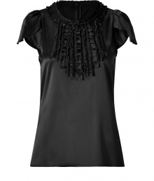 This ruffle-laden top from Steffen Schraut inject glam style into your office-to-evening look - Round neck with ruffle trim, petal-shaped short puff sleeves, bodice with front ruffle details, slim fit, concealed back zip closure - Wear with a pencil skirt, cropped trousers or skinny jeans This ruffle-laden top from Steffen Schraut inject glam style into your office-to-evening look - Round neck with ruffle trim, petal-shaped short puff sleeves, bodice with front ruffle details, slim fit, concealed back zip closure - Wear with a pencil skirt, cropped trousers or skinny jeans