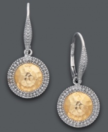Playful shapes and versatile style combine. These circular drop earrings by Giani Bernini mix and match effortlessly with a unique hammered and beaded design set in 24k gold over sterling silver and sterling silver. Approximate drop: 1 inch.