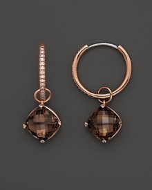 Lisa Nik 18K Rose Gold Diamond Hoop Earrings with Smokey Quartz Detachable Drops Lisa Nik 18K Rose Gold Diamond Hoop Earrings with Smokey Quartz Detachable Drops