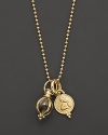 18K yellow gold angel pendant and crystal charm amulet necklace. Designed by Temple St. Clair.