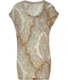 Inject bohemian flair to your casual ensembles with this printed top from Paul & Joe - Scoop neck, short sleeves, long body, loose fit, all-over multi-floral print - Wear with bright white skinnies and platform sandals Inject bohemian flair to your casual ensembles with this printed top from Paul & Joe - Scoop neck, short sleeves, long body, loose fit, all-over multi-floral print - Wear with bright white skinnies and platform sandals