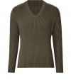 Recently relaunched with a fashion-forward aesthetic, Belstaffs take on modernized knitwear makes the once-stuffy pullover a downtown-approved must-have essential - V-neck, quilted detailing at shoulders and back with studs, contrasting under arm panel with stud detail, all-over ribbing - Style with slim trousers and suede ankle boots