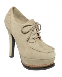 Lovely suede. Major height. GUESS by Marciano's Malina shooties feature a rounded stitched toe and a classic lace-up vamp. (Clearance) Lovely suede. Major height. GUESS by Marciano's Malina shooties feature a rounded stitched toe and a classic lace-up vamp. (Clearance)