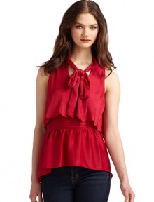 THE LOOKSash ties around the neckV-neckDraped yokePintucked waistbandPleated hem with rufflesBack zipperTHE FITAbout 25 from shoulder to hemTHE MATERIALPolyesterFully linedCARE & ORIGINMachine washImportedModel shown is 5'10 (177cm) wearing US size Small. THE LOOKSash ties around the neckV-neckDraped yokePintucked waistbandPleated hem with rufflesBack zipperTHE FITAbout 25 from shoulder to hemTHE MATERIALPolyesterFully linedCARE & ORIGINMachine washImportedModel shown is 5'10 (177cm) wearing US size Small.