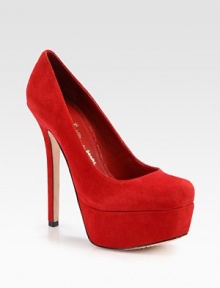 Scintillating pump rendered in buttery suede with an ultra-high heel and platform. Self-covered heel, 5½ (140mm)Covered platform, 1¾ (45mm)Compares to a 3¾ heel (95mm)Suede upperLeather lining and solePadded insoleImported Scintillating pump rendered in buttery suede with an ultra-high heel and platform. Self-covered heel, 5½ (140mm)Covered platform, 1¾ (45mm)Compares to a 3¾ heel (95mm)Suede upperLeather lining and solePadded insoleImported