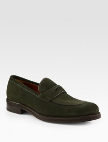 Impeccable Italian craftsmanship is reflected in this timeless loafer design in rich suede.Suede upperLeather liningPadded insoleLeather soleMade in Italy Impeccable Italian craftsmanship is reflected in this timeless loafer design in rich suede.Suede upperLeather liningPadded insoleLeather soleMade in Italy