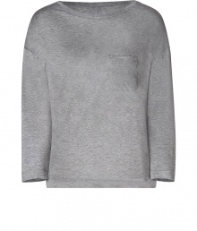 Stylish shirt from the U.S. cult label Vince - From super-soft, light grey viscose - Casual, but slim cut, with a feminine round neck and breast pocket - Fashionable 3/4 length sleeves - Hip length - Ingenious basic piece, looks according to the styling, chic or casual - Can be worn solo or under a blazer - Fits jeans, hot pants, but also light office trousers Stylish shirt from the U.S. cult label Vince - From super-soft, light grey viscose - Casual, but slim cut, with a feminine round neck and breast pocket - Fashionable 3/4 length sleeves - Hip length - Ingenious basic piece, looks according to the styling, chic or casual - Can be worn solo or under a blazer - Fits jeans, hot pants, but also light office trousers