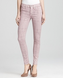 Ultra skinny and subtly coated, these wildly chic Hudson jeans flaunt an ever-so-subtle stingray print.
